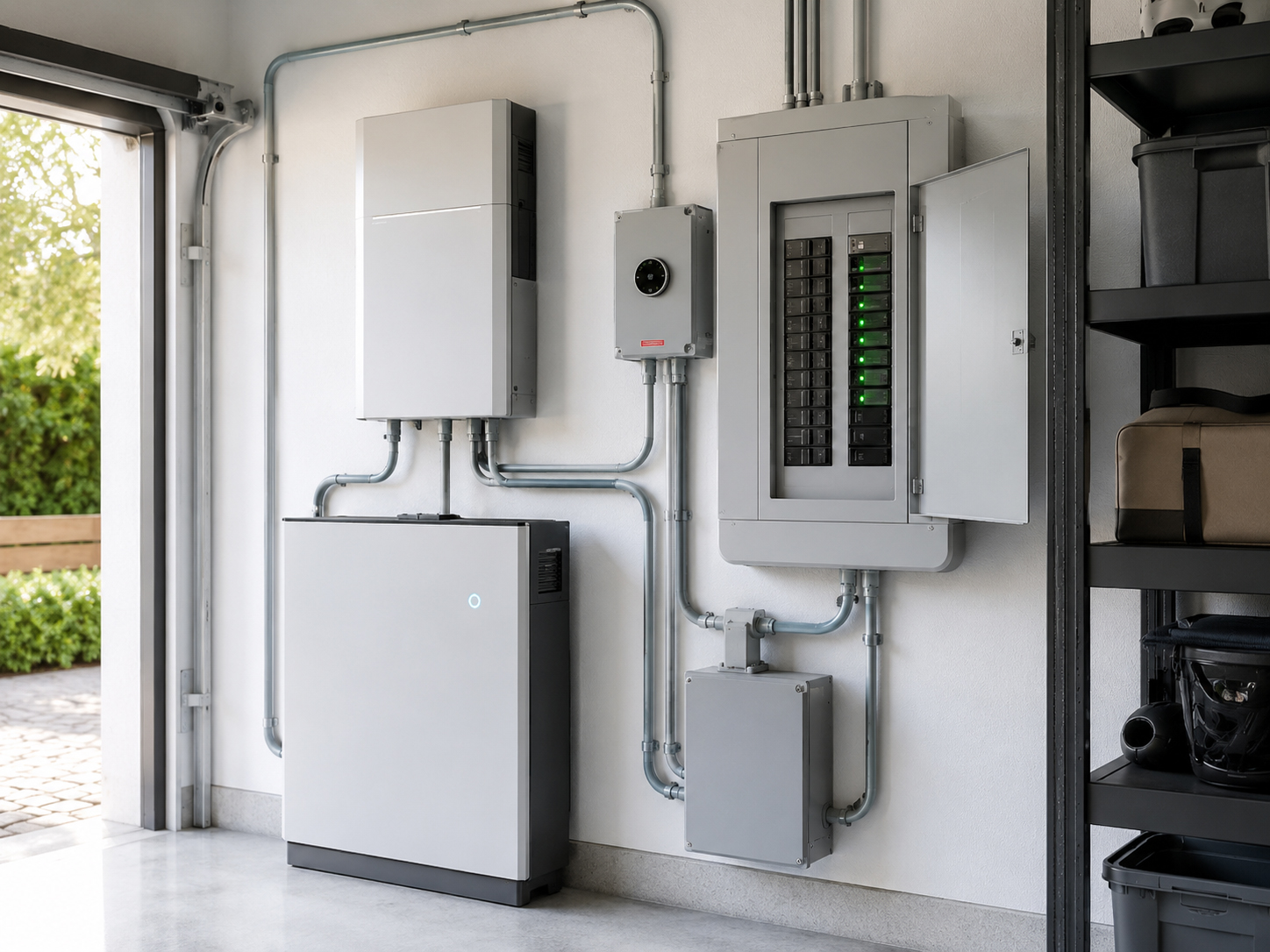 Critical loads backup panel for solar battery system