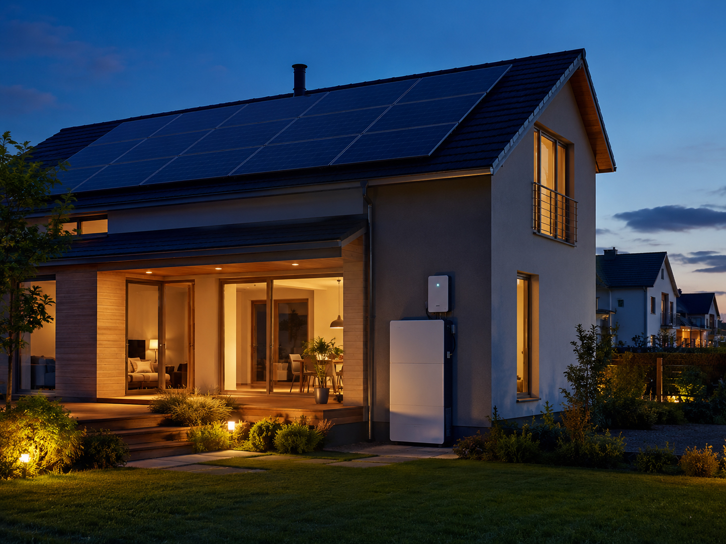 Solar battery storage providing evening electricity