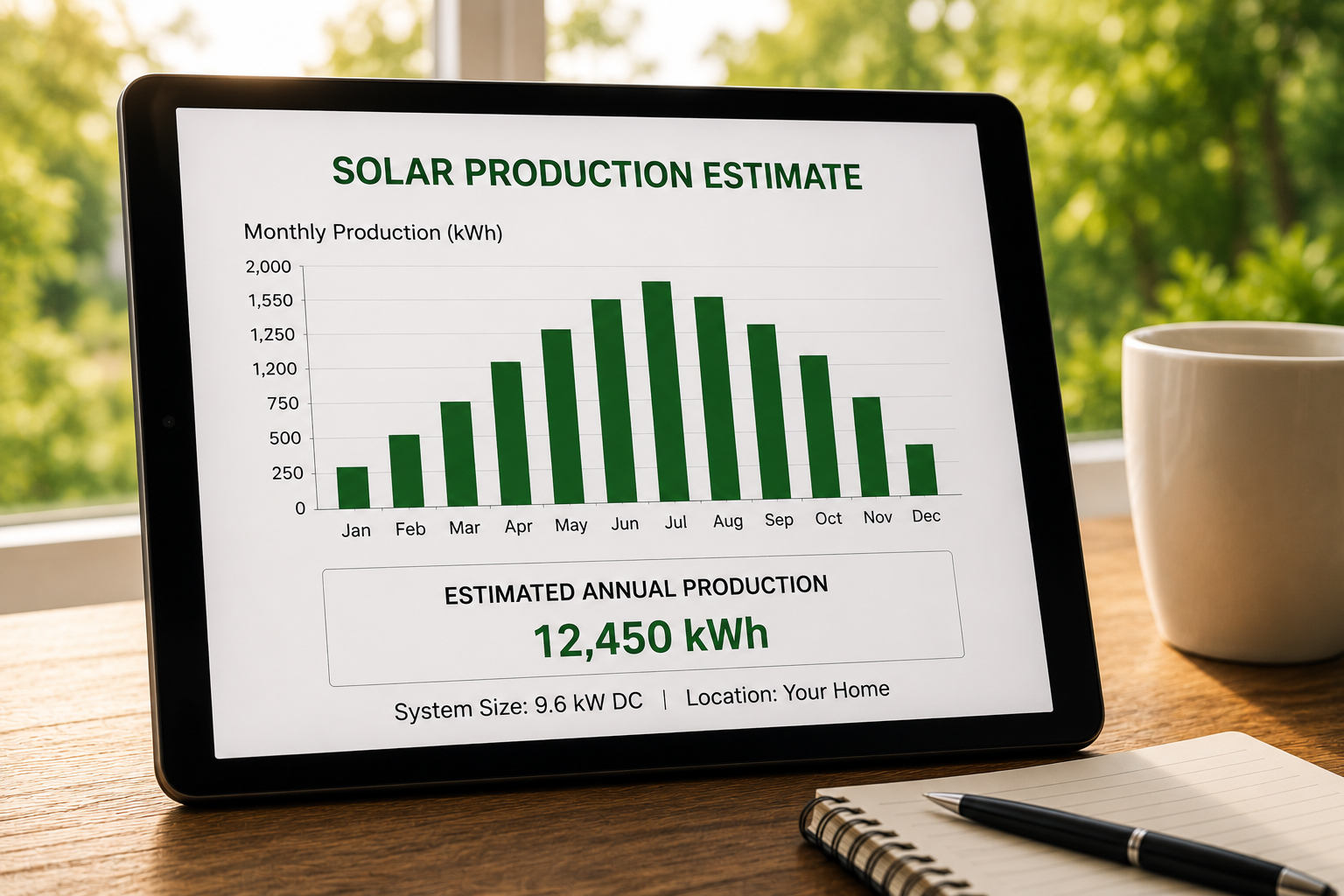Solar production estimate with rooftop solar panels