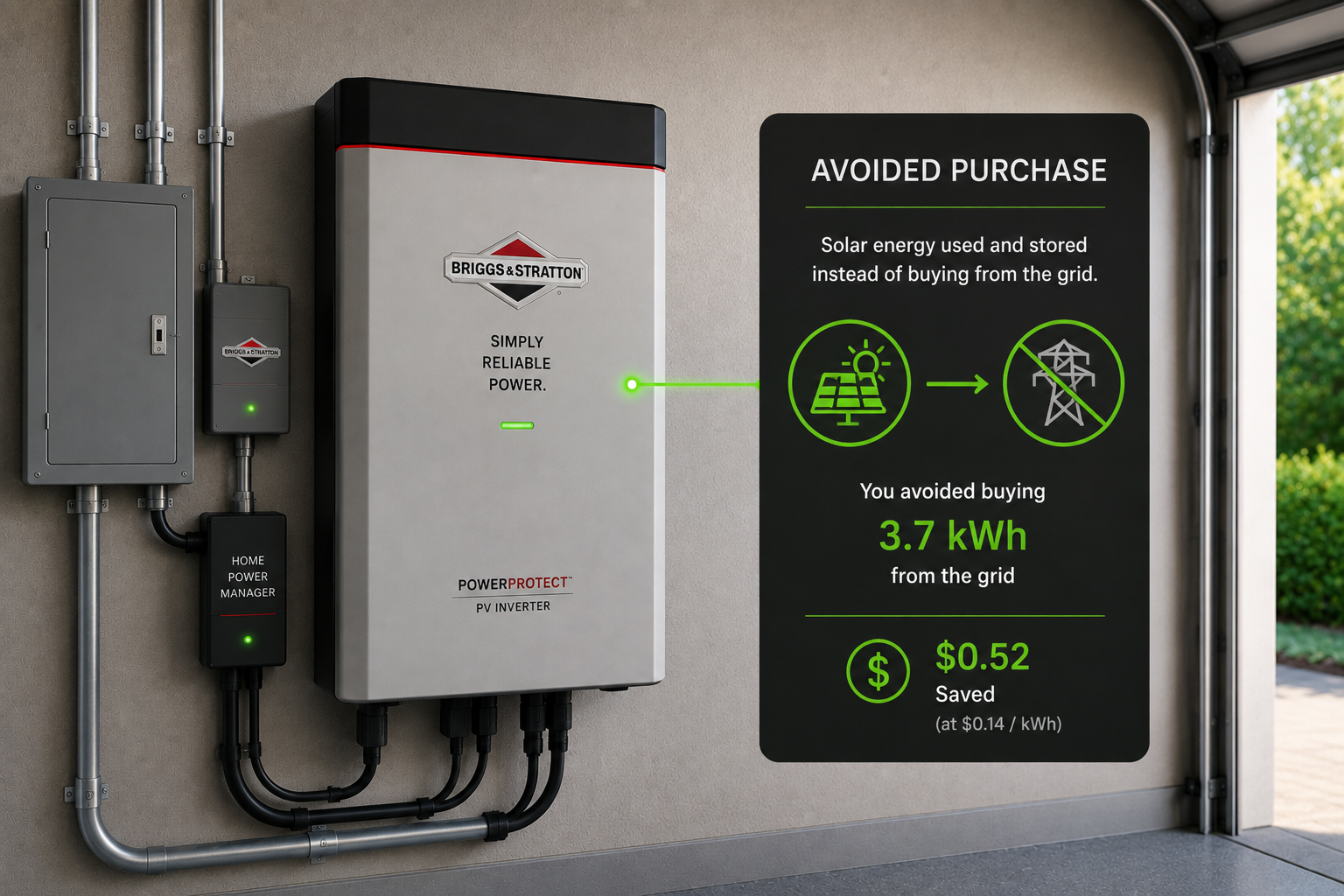 Utility bill with lower purchased electricity