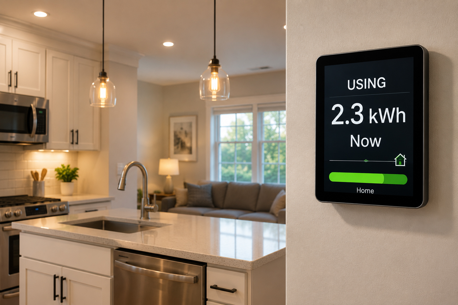 Solar electricity being used inside a home